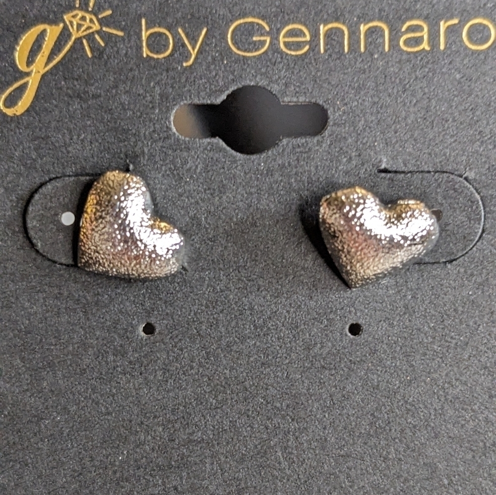 g by‎ Gennaro Silver Heart Earrings